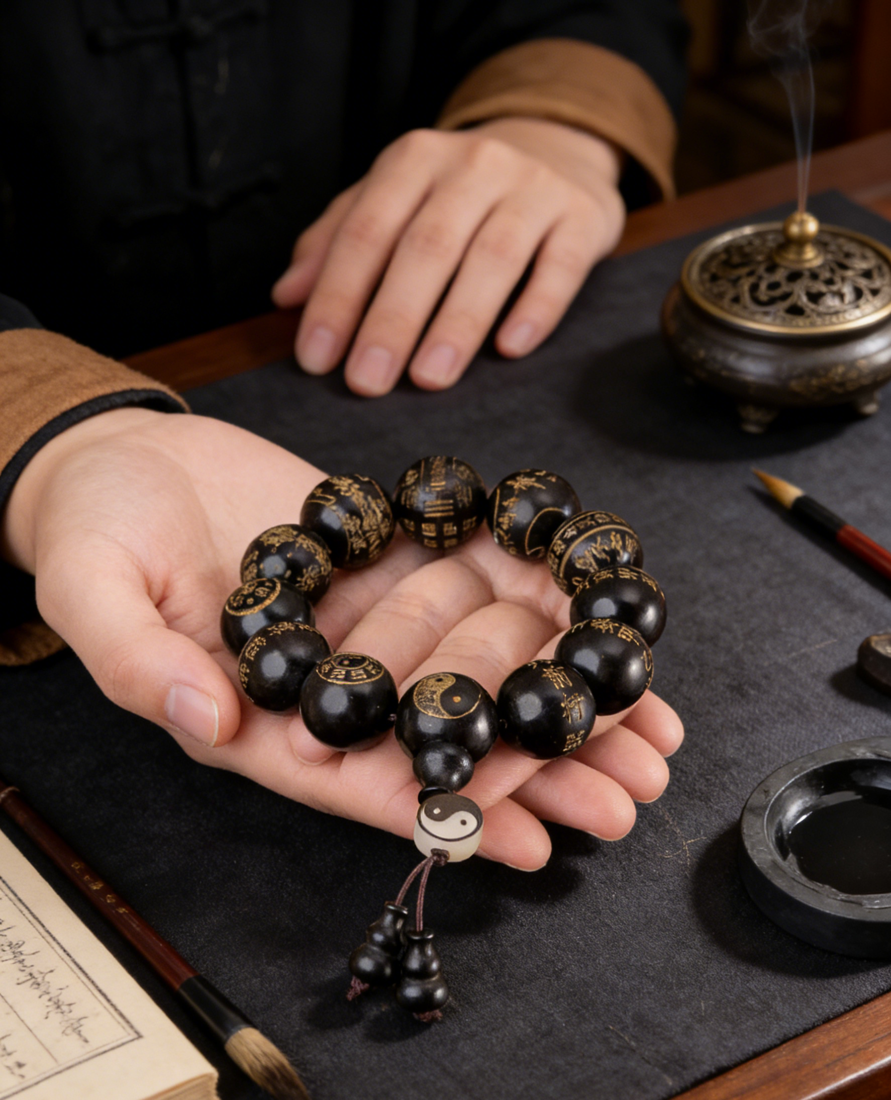 Taoist Purple Sandalwood Lucky Bracelet Taoist Handmade Chinese Jewelry