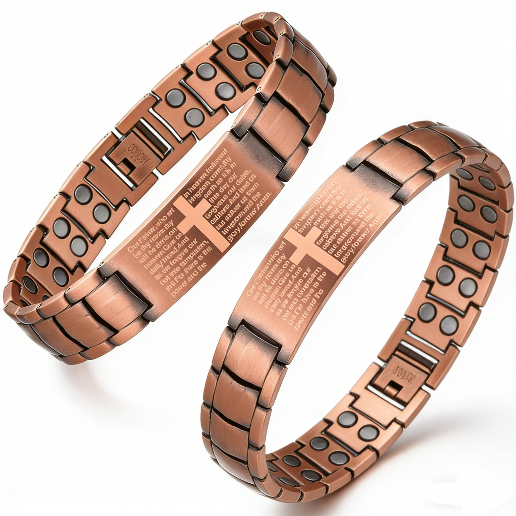 2-pack 99.99% Pure Red Copper Men's Jewelry Bracelet  Retro Fashionable Copper Bracelet for Men