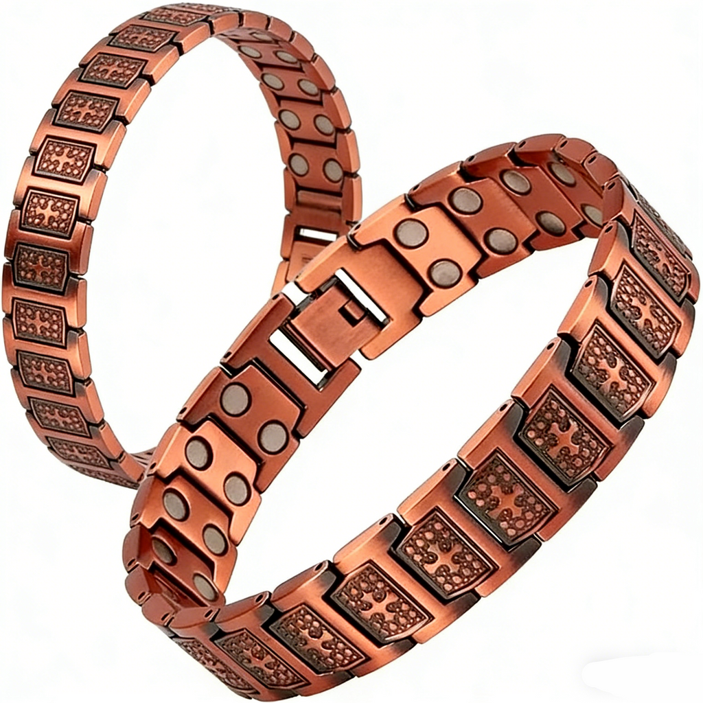 2-pack 99.99% Pure Red Copper Men's Jewelry Bracelet  Retro Fashionable Copper Bracelet for Men
