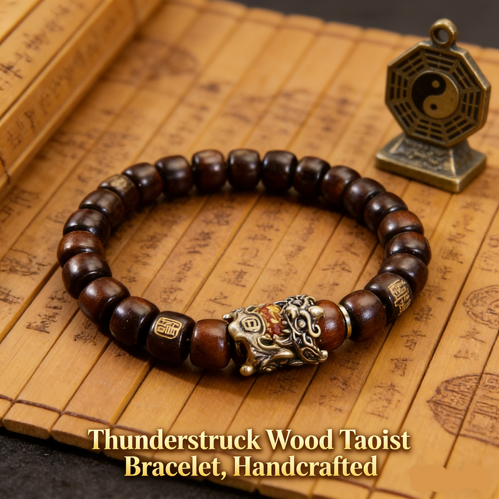 Taoista Purpura Santala Ĉina Bonŝanca Brakringo Taoista Manfarita Ĉina Juvelo