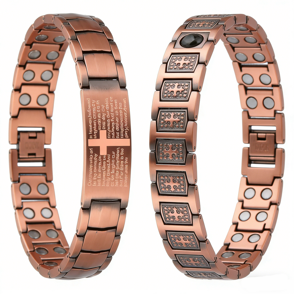 2-pack 99.99% Pure Red Copper Men's Jewelry Bracelet  Retro Fashionable Copper Bracelet for Men