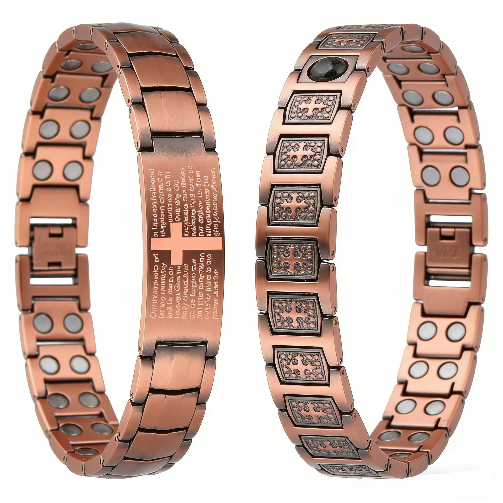 2-pack 99.99% Pure Red Copper Men's Jewelry Bracelet  Retro Fashionable Copper Bracelet for Men