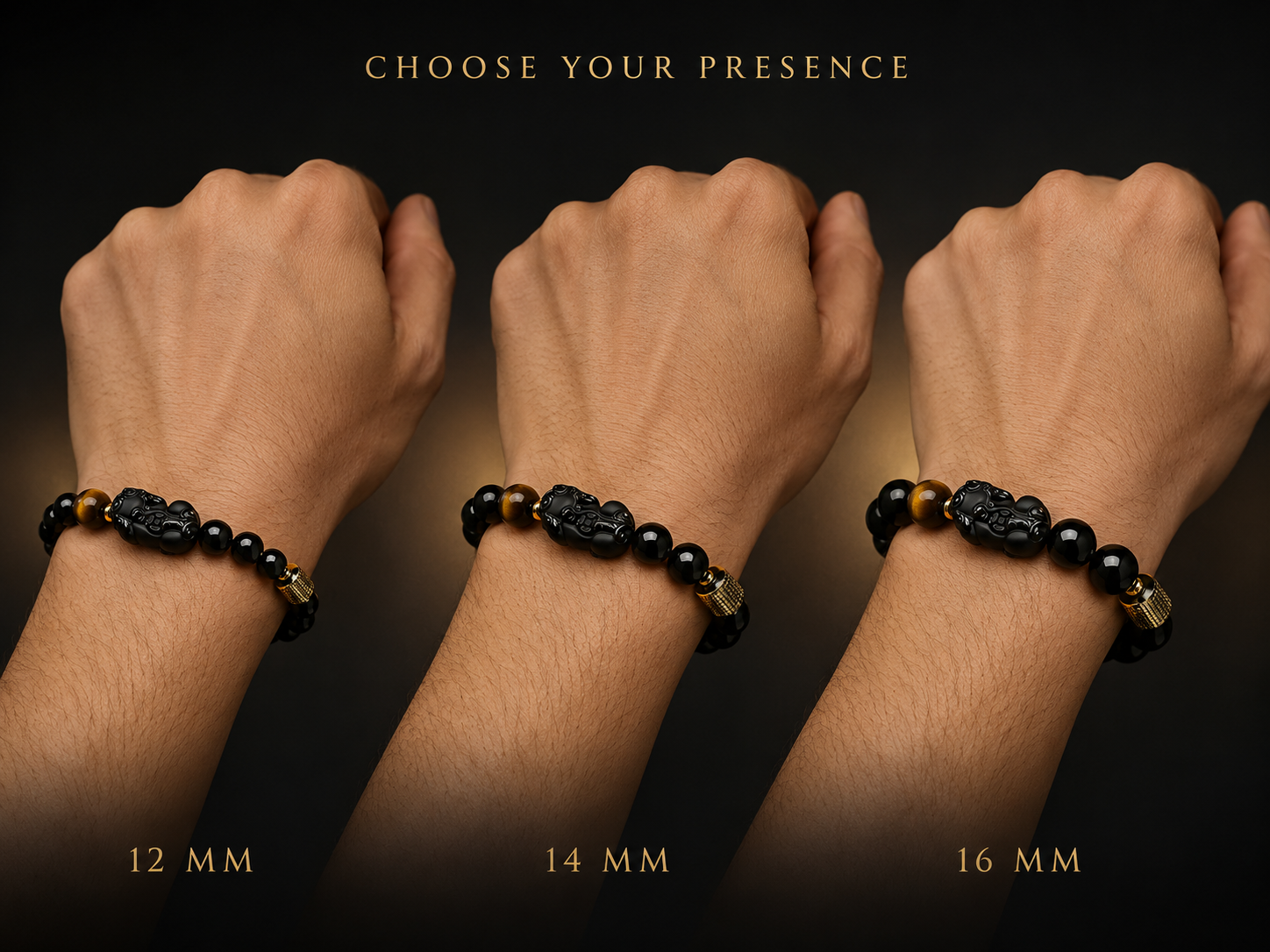 Obsidian Pixiu Guardian Bracelet -Set of Two（Includes 2 handcrafted Pixiu bracelets）