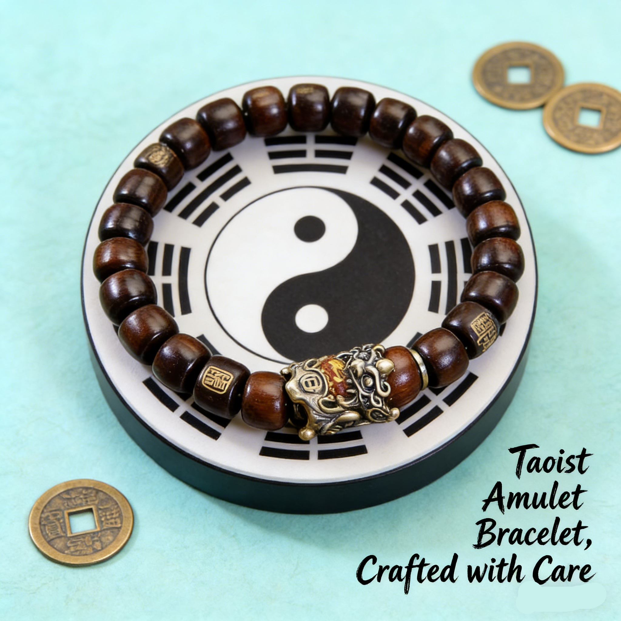 Taoist  Lucky Bracelet Taoist Blessing Jewelry Chinese Handmade Lightning-struck Wood Bracelets