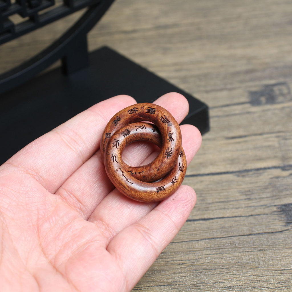 Tao Chinese Lightning-struck Wood Qiankun Circle Pendant Taoist Lucky Blessing Ornament