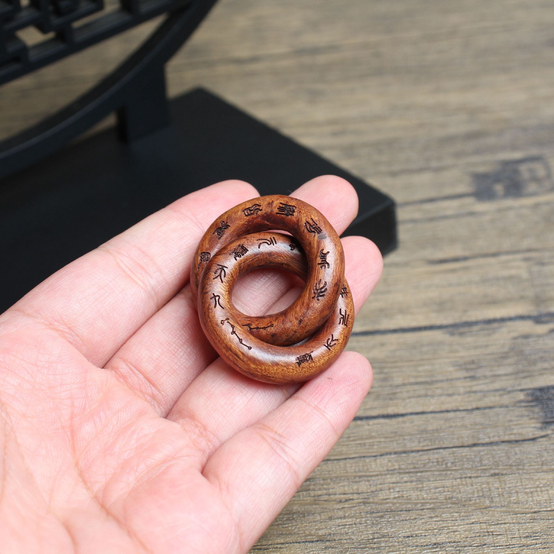 Tao Chinese Lightning-struck Wood Qiankun Circle Pendant Taoist Lucky Blessing Ornament