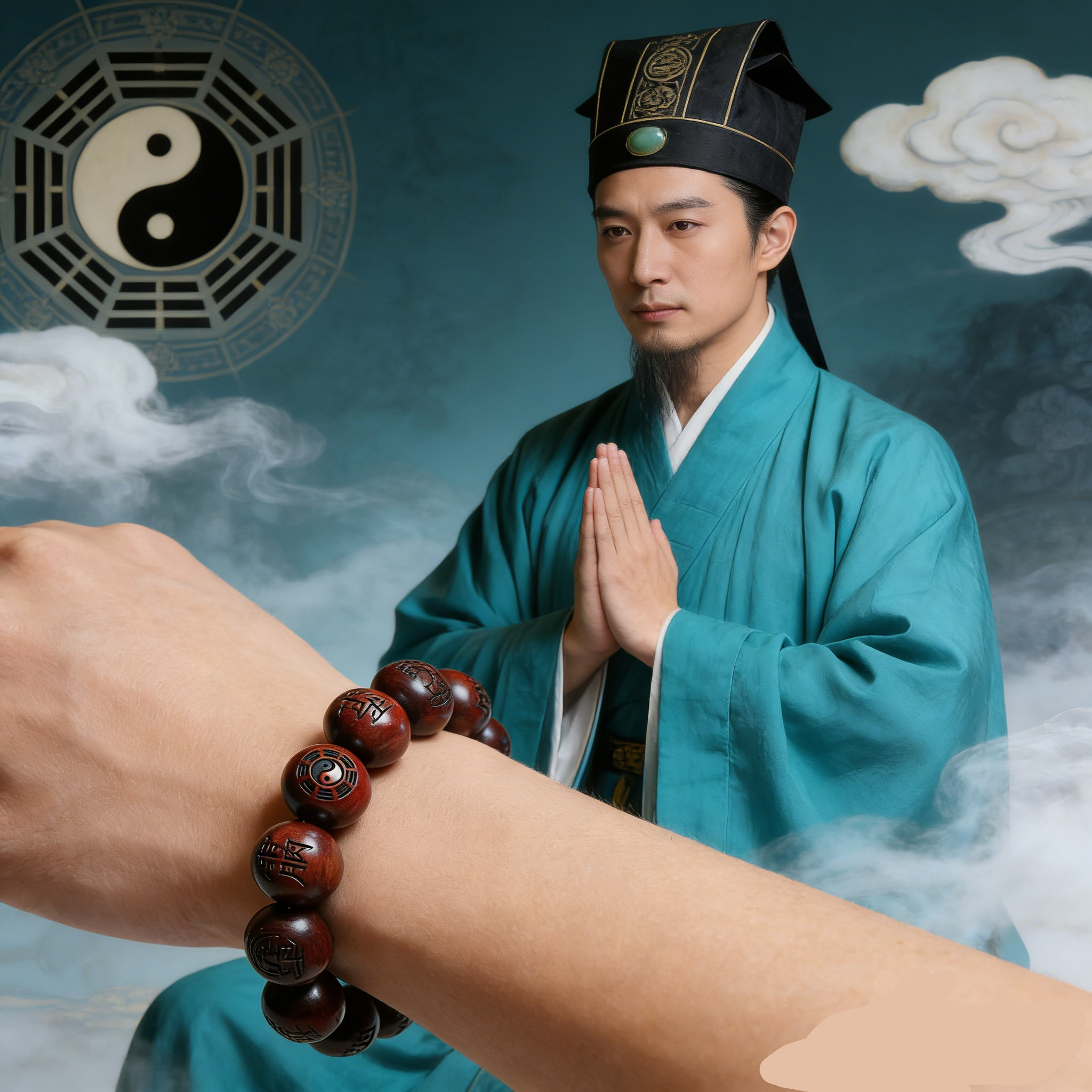 Taoist Bracelet Handmade Natural Lightning-struck Wood Daoist Jewelry From China