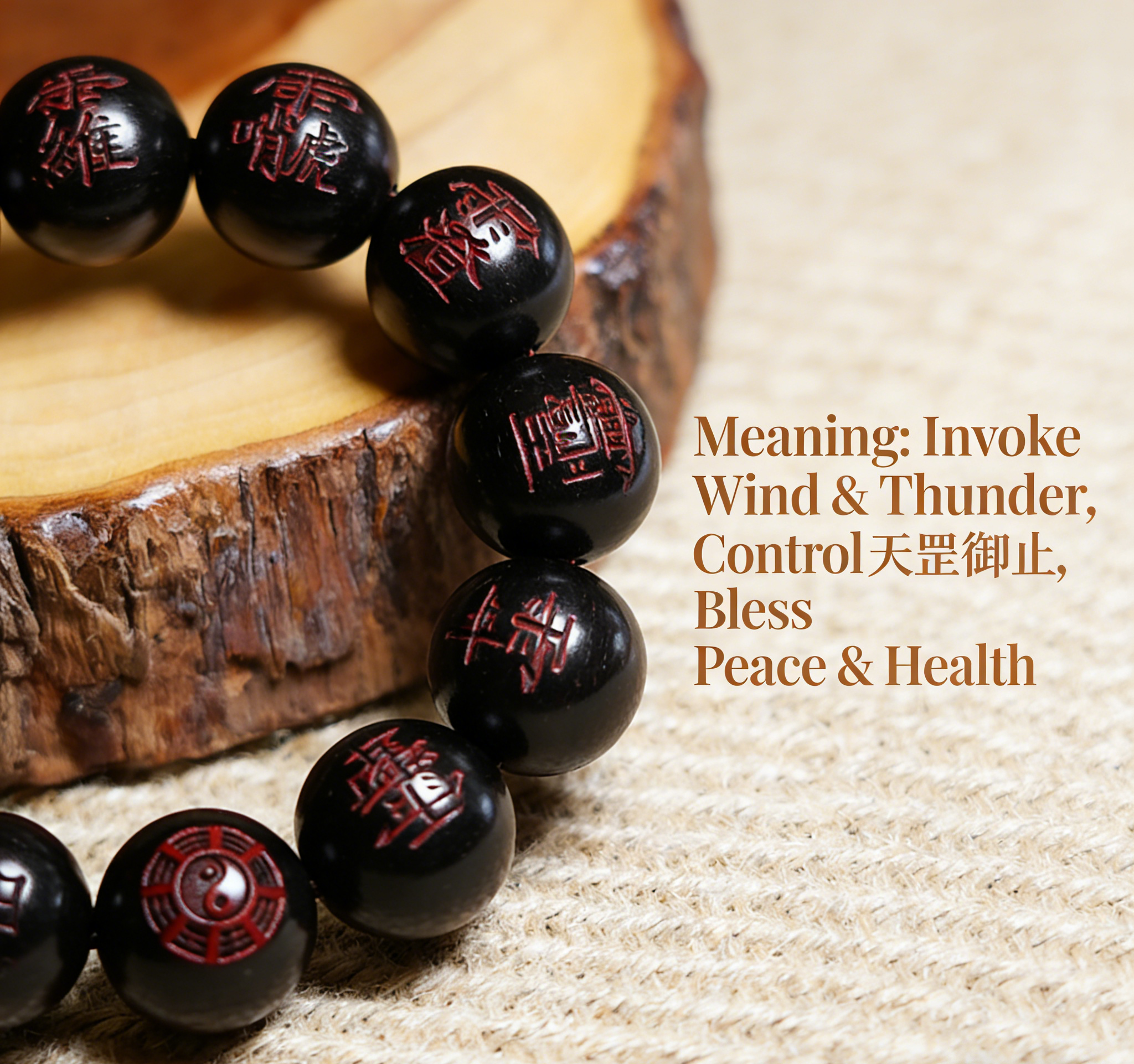 Taoist Bracelet Handmade Natural Lightning-struck Wood Daoist Jewelry From China