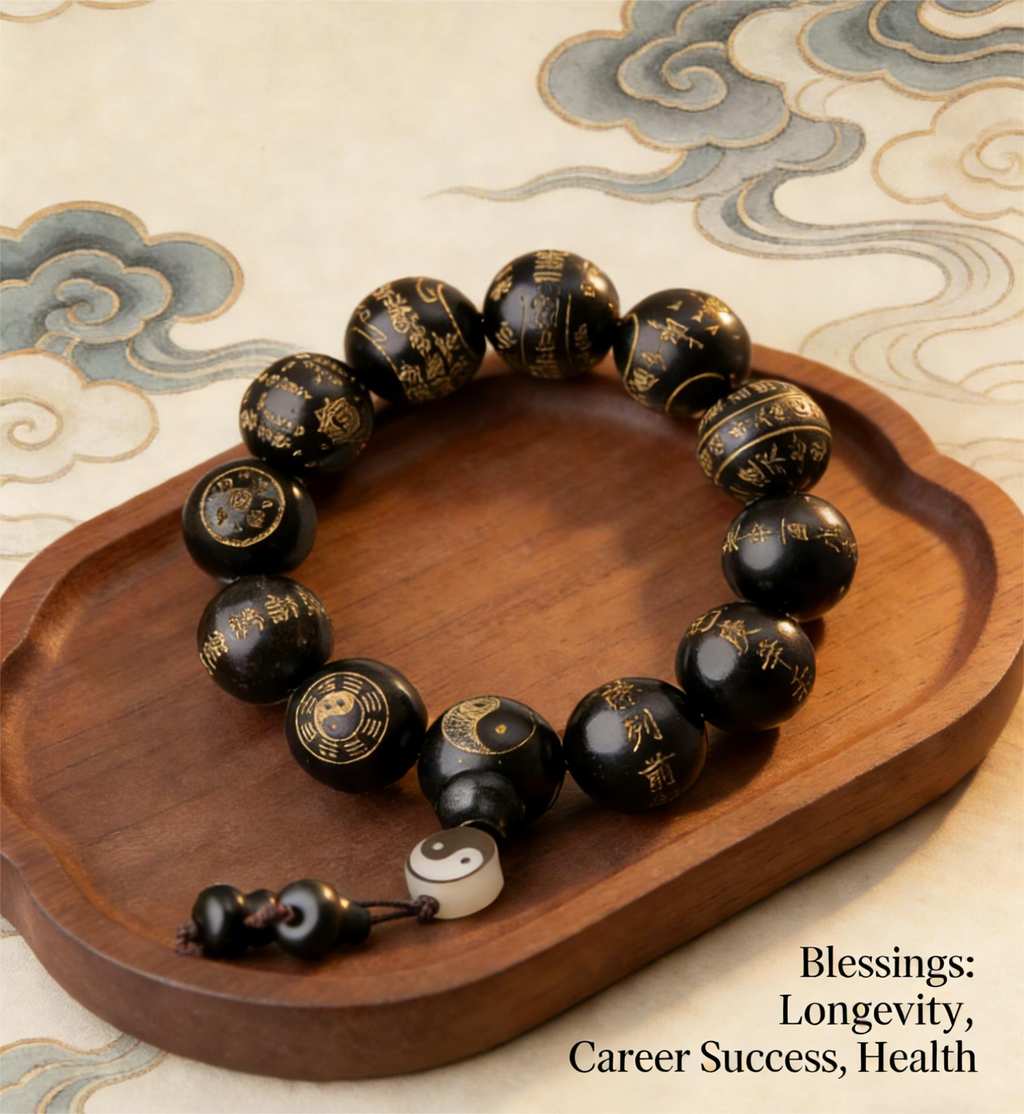 Taoist Purple Sandalwood Lucky Bracelet Taoist Handmade Chinese Jewelry