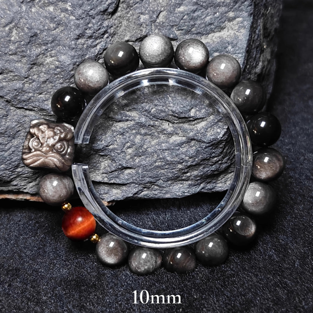 High Quality Obsidian Nature Wealth and Fortune Bracelet Lion Silver Bracelet Jewelrys for men women