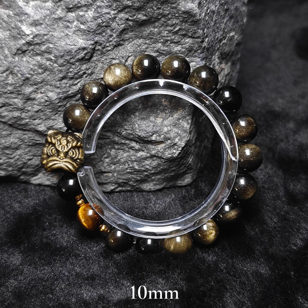 High Quality Obsidian Nature Wealth and Fortune Bracelet Lion Silver Bracelet Jewelrys for men women