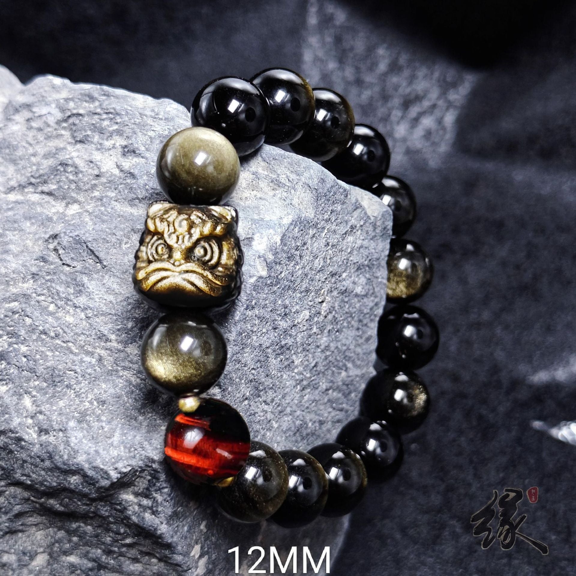 High Quality Obsidian Nature Wealth and Fortune Bracelet Lion Silver Bracelet Jewelrys for men women