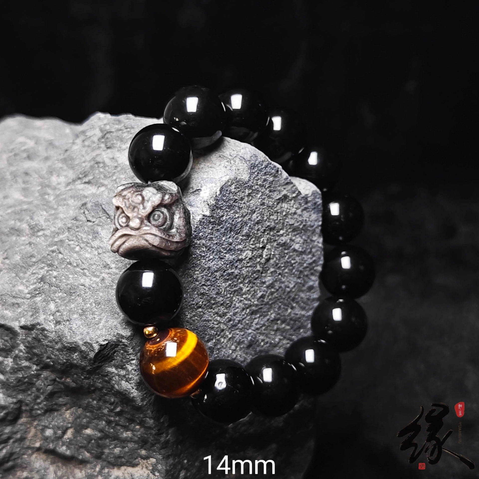 High Quality Obsidian Nature Wealth and Fortune Bracelet Lion Silver Bracelet Jewelrys for men women