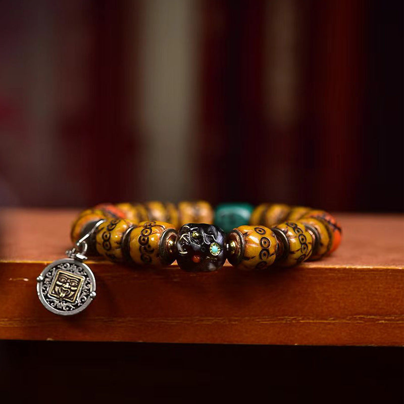 Tibetan Bone Carved Bracelet, Tibetan Ethnic Bracelet, Chinese Ethnic Jewelry