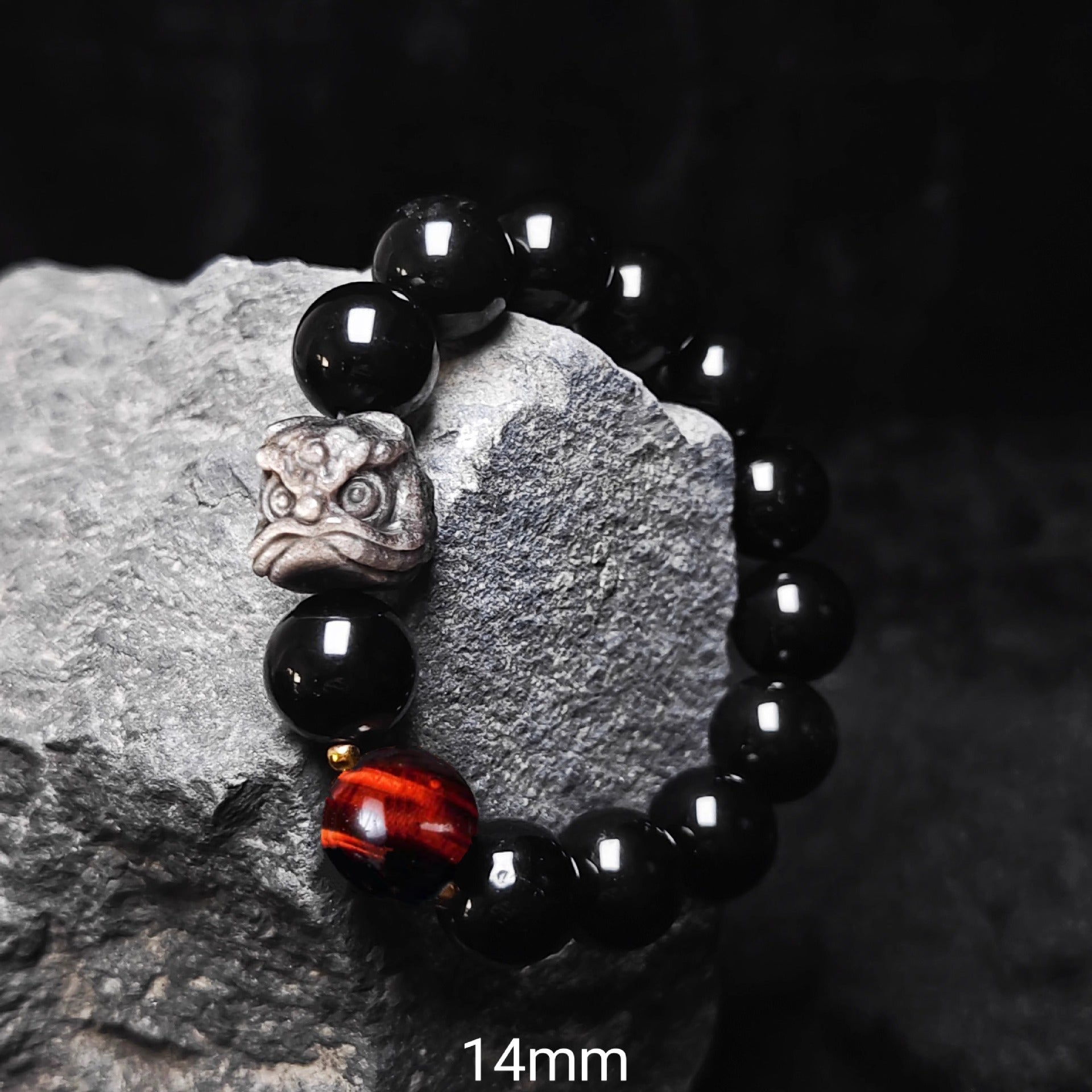 High Quality Obsidian Nature Wealth and Fortune Bracelet Lion Silver Bracelet Jewelrys for men women