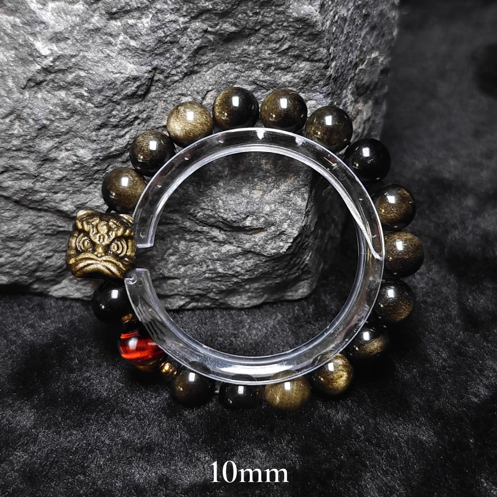 High Quality Obsidian Nature Wealth and Fortune Bracelet Lion Silver Bracelet Jewelrys for men women