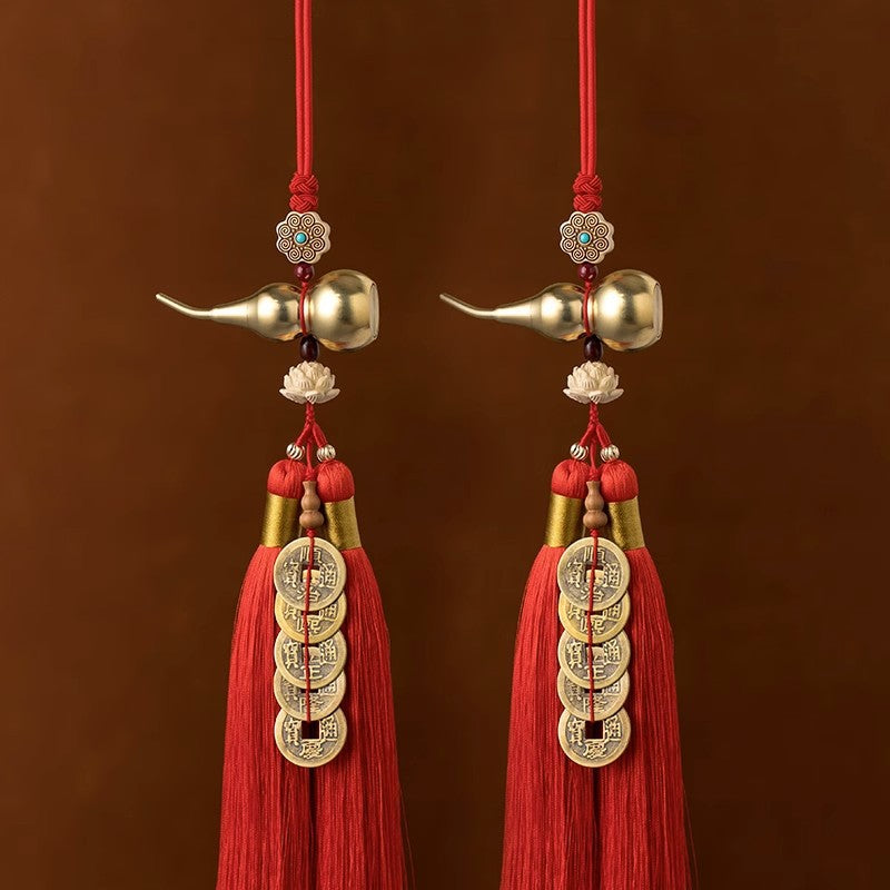 Chinese Taoist gourd pendant jewelry brass peach wood Chinese Taoist jewelry, feng shui jewelry