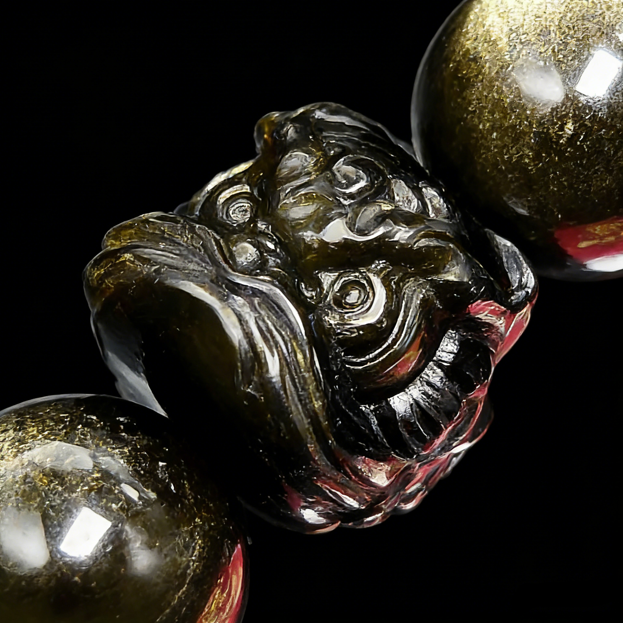 High Quality Obsidian Nature Wealth and Fortune Bracelet Lion Silver Bracelet Jewelrys for men women