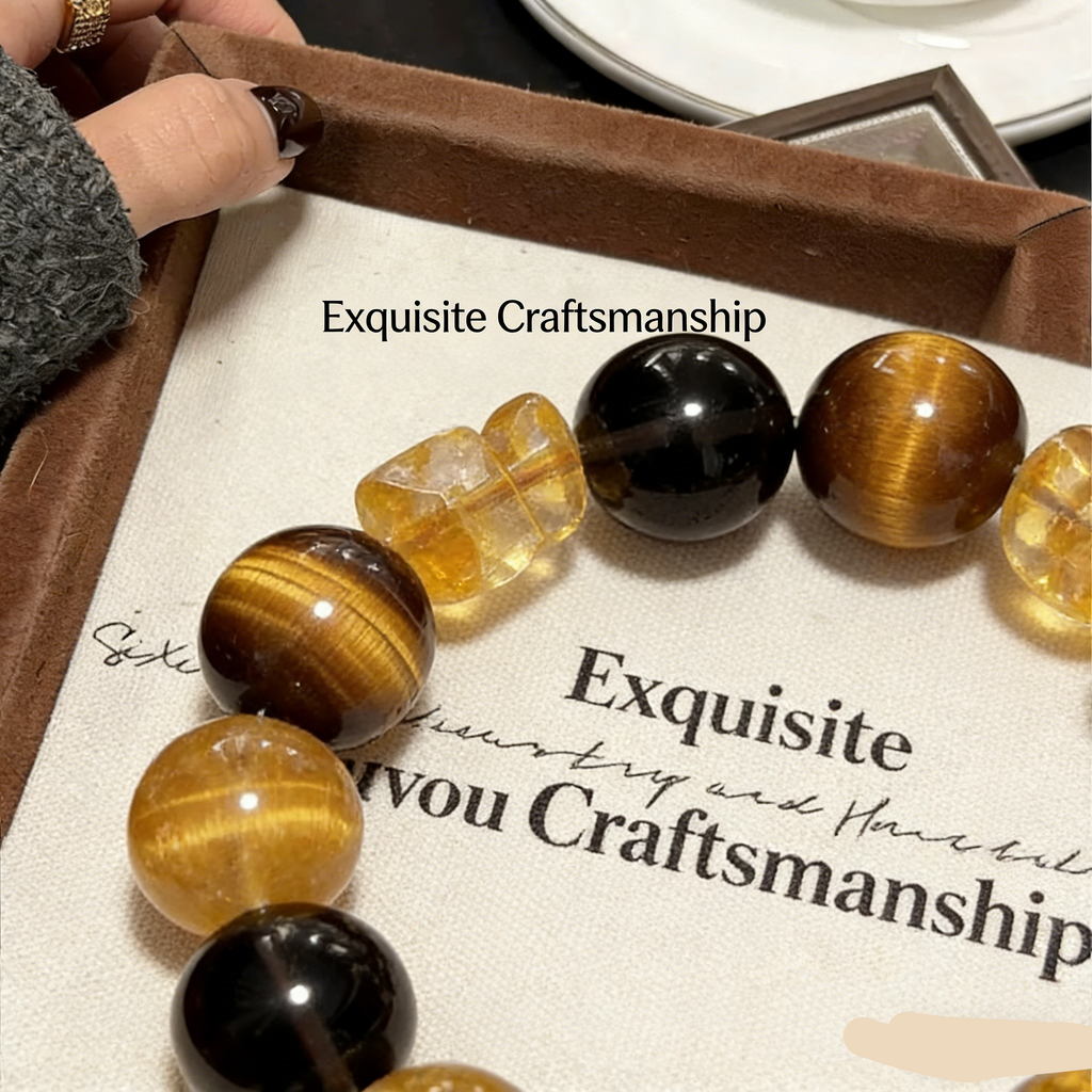 Collector's Edition Tri-Stone Power Bracelet with Tiger's Eye Yellow Jasper & Obsidian
