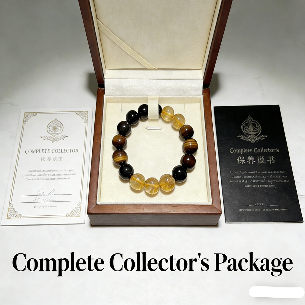Collector's Edition Tri-Stone Power Bracelet with Tiger's Eye Yellow Jasper & Obsidian