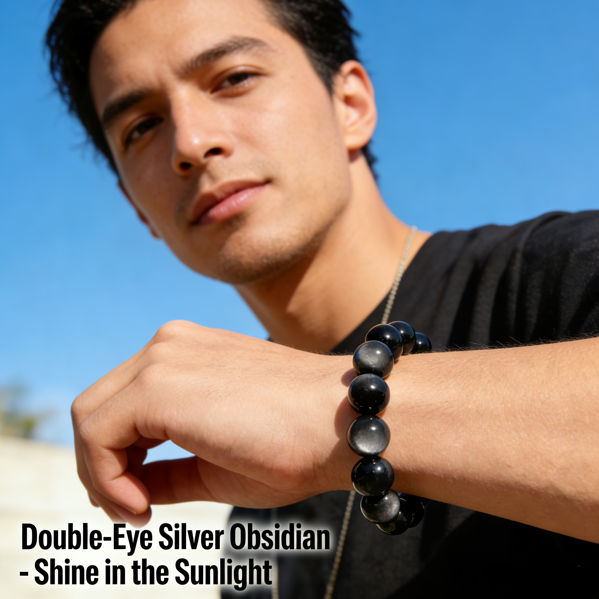 Silver/Black Obsidian Wealth and Fortune Bracelet - High-Quality Natural Crystal Lucky Bracelet
