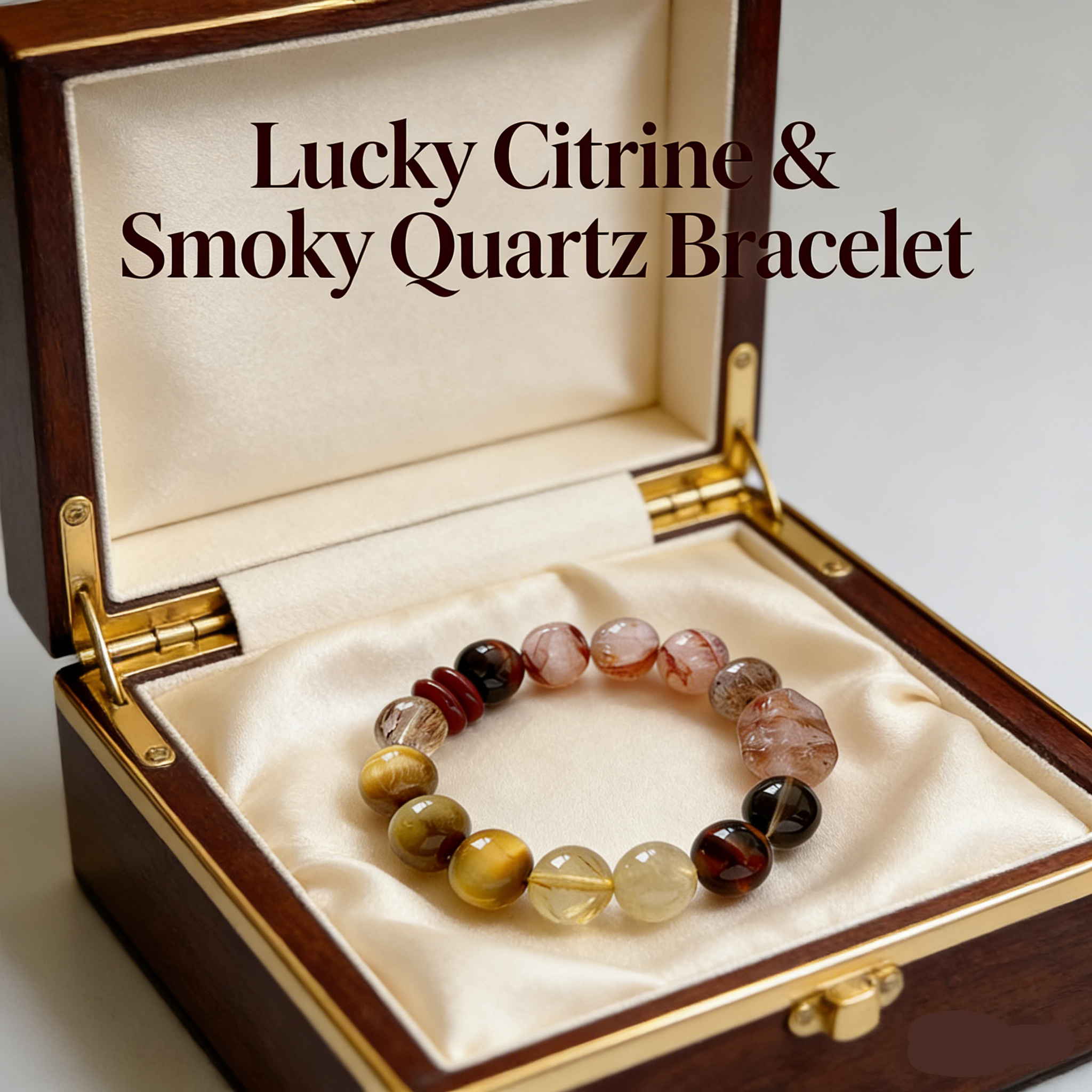 Pink and Yellow Quartz 12mm Lucky Charm Crystal Bracelet for Women