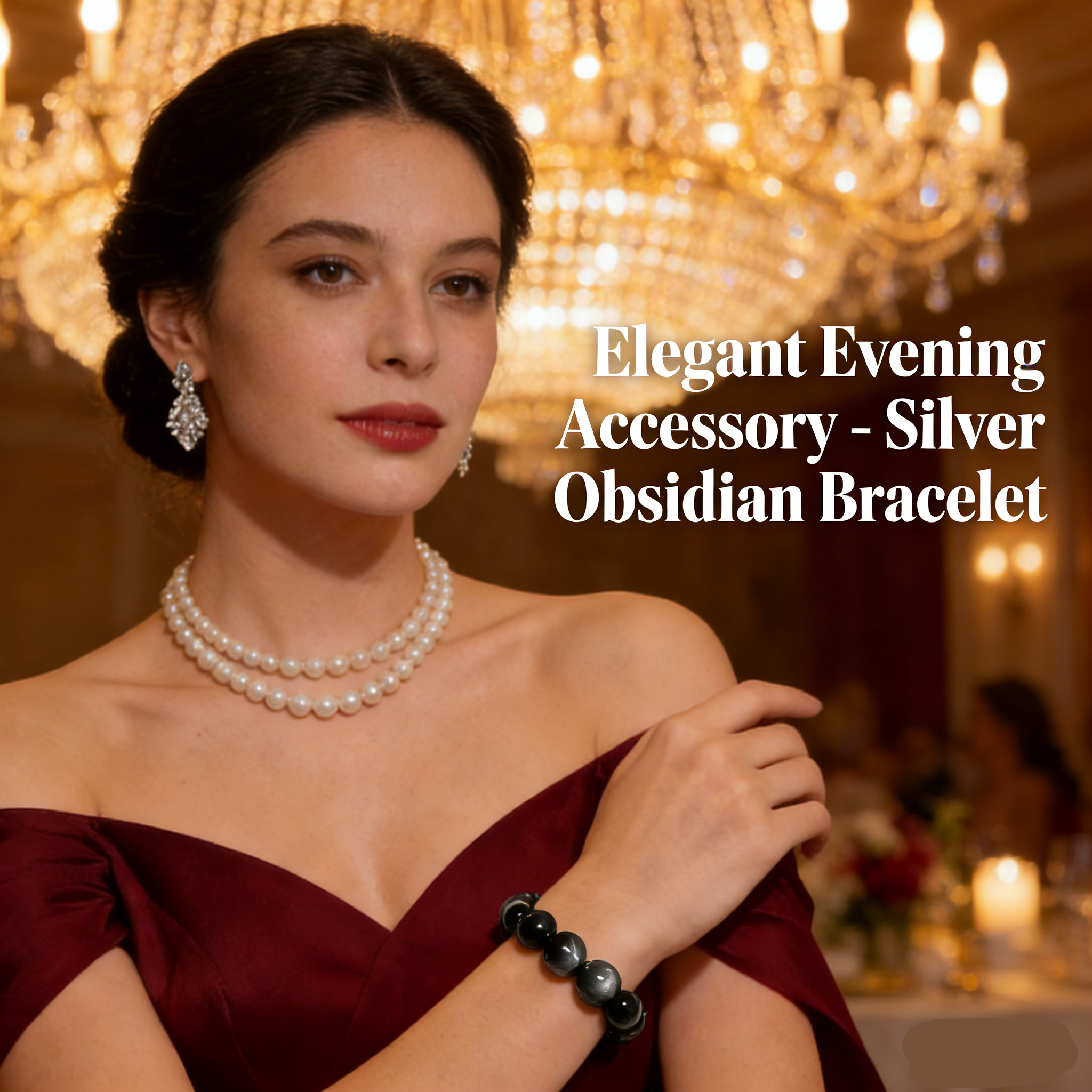 Silver/Black Obsidian Wealth and Fortune Bracelet - High-Quality Natural Crystal Lucky Bracelet