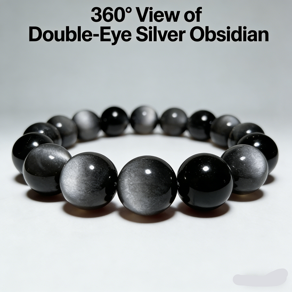 Silver/Black Obsidian Wealth and Fortune Bracelet - High-Quality Natural Crystal Lucky Bracelet