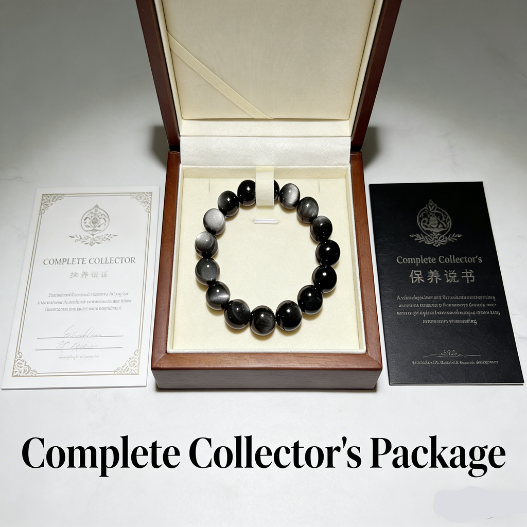 Silver/Black Obsidian Wealth and Fortune Bracelet - High-Quality Natural Crystal Lucky Bracelet