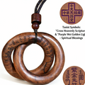 Tao Chinese Lightning-struck Wood Qiankun Circle Pendant Taoist Lucky Blessing Ornament