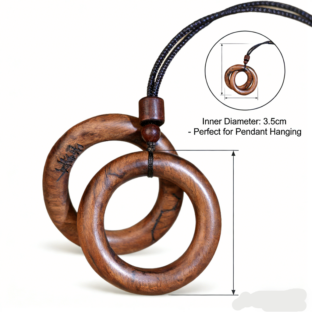 Tao Chinese Lightning-struck Wood Qiankun Circle Pendant Taoist Lucky Blessing Ornament