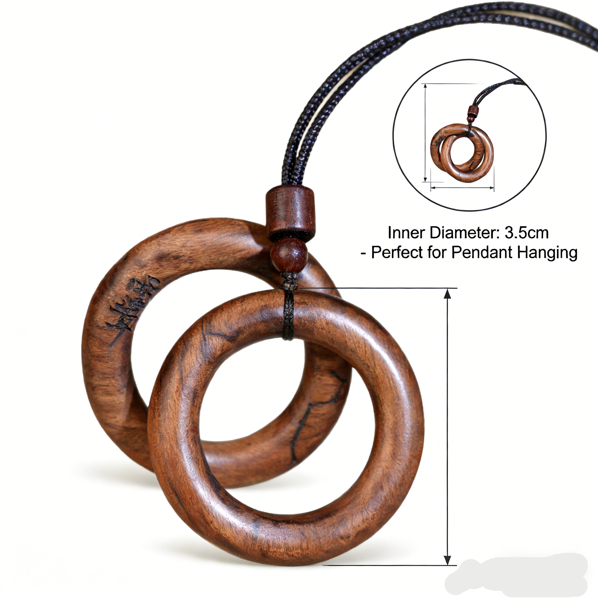 Tao Chinese Lightning-struck Wood Qiankun Circle Pendant Taoist Lucky Blessing Ornament