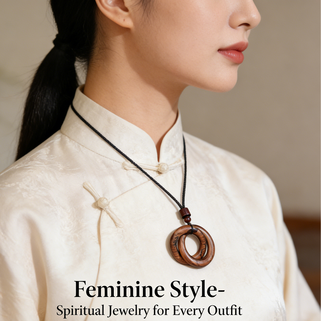 Tao Chinese Lightning-struck Wood Qiankun Circle Pendant Taoist Lucky Blessing Ornament