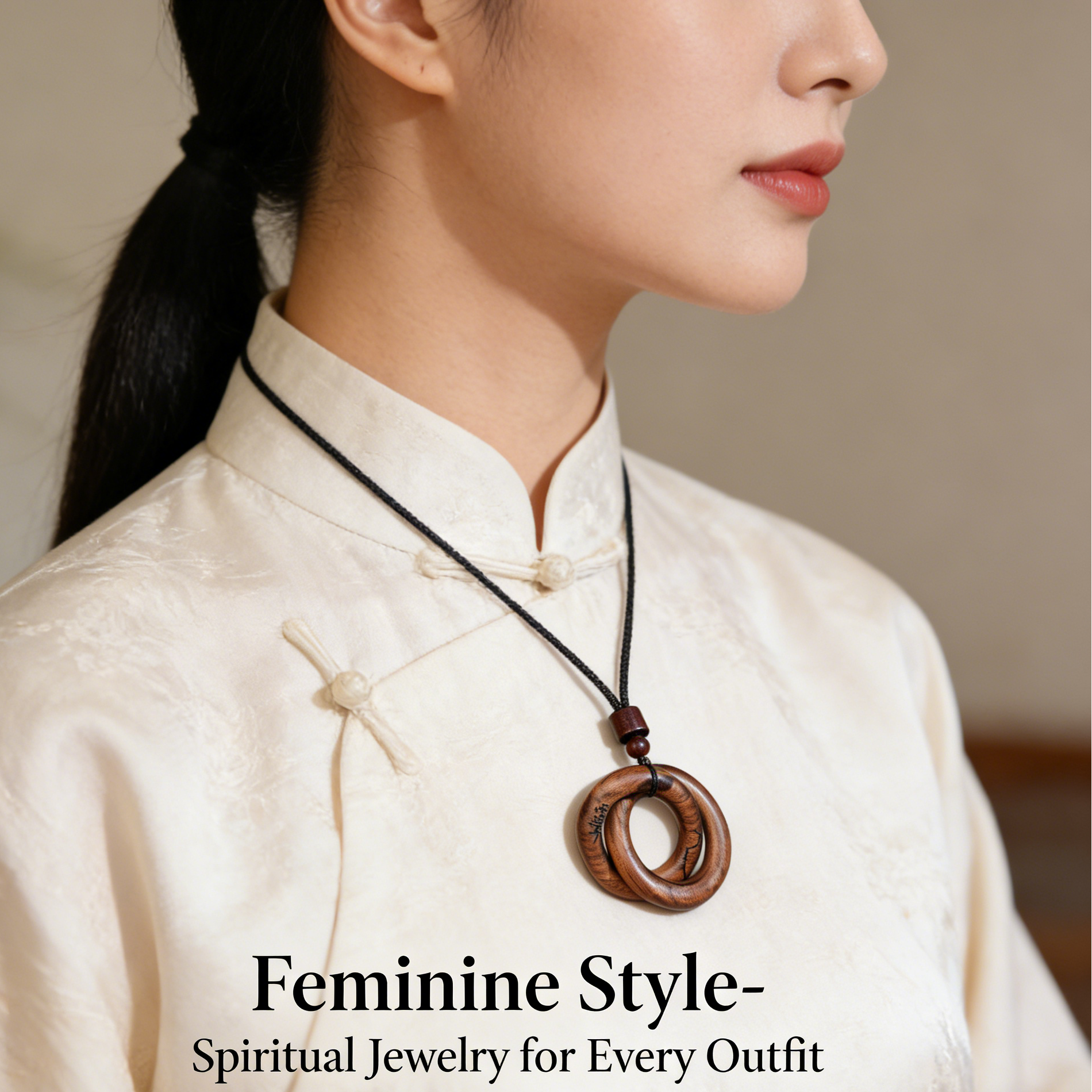 Tao Chinese Lightning-struck Wood Qiankun Circle Pendant Taoist Lucky Blessing Ornament