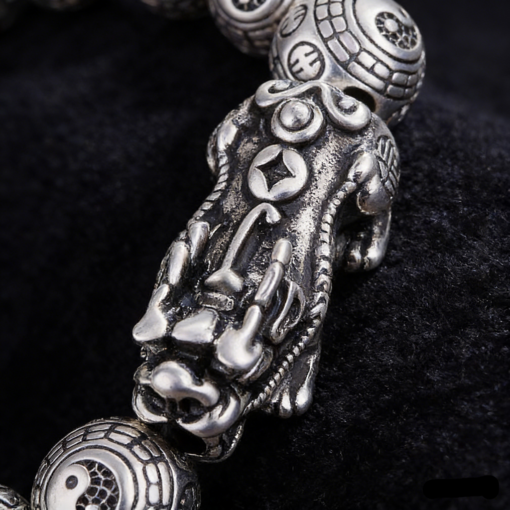 Vintage silver Taoist  bracelet