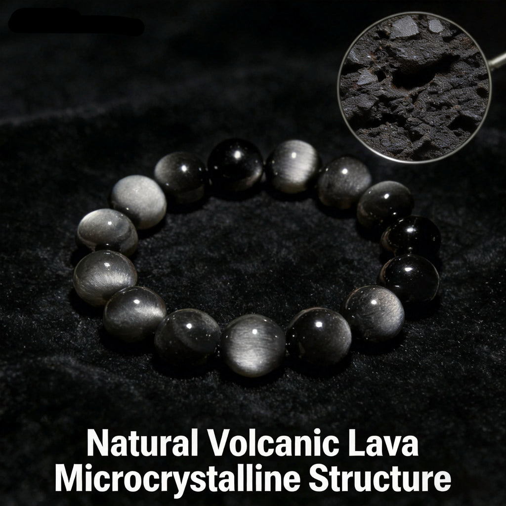 Silver/Black Obsidian Wealth and Fortune Bracelet - High-Quality Natural Crystal Lucky Bracelet