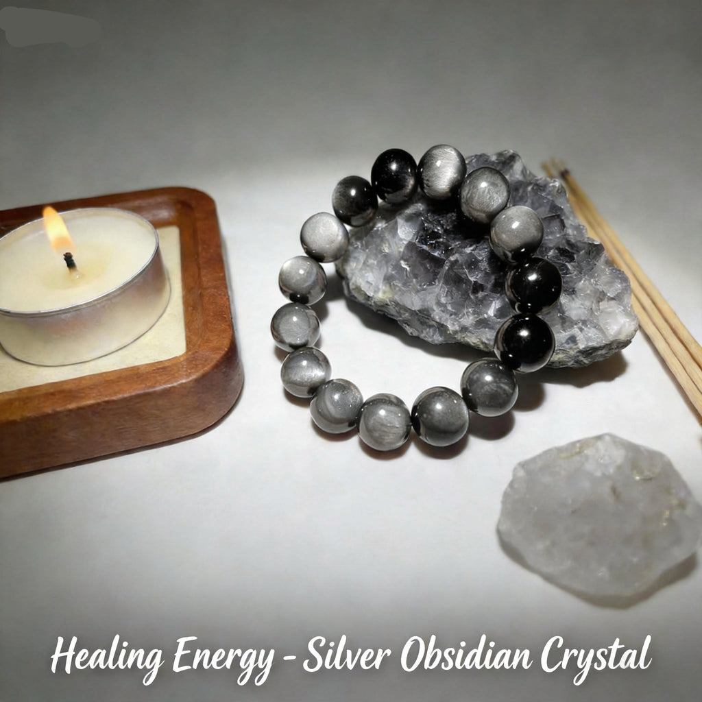 Silver/Black Obsidian Wealth and Fortune Bracelet - High-Quality Natural Crystal Lucky Bracelet