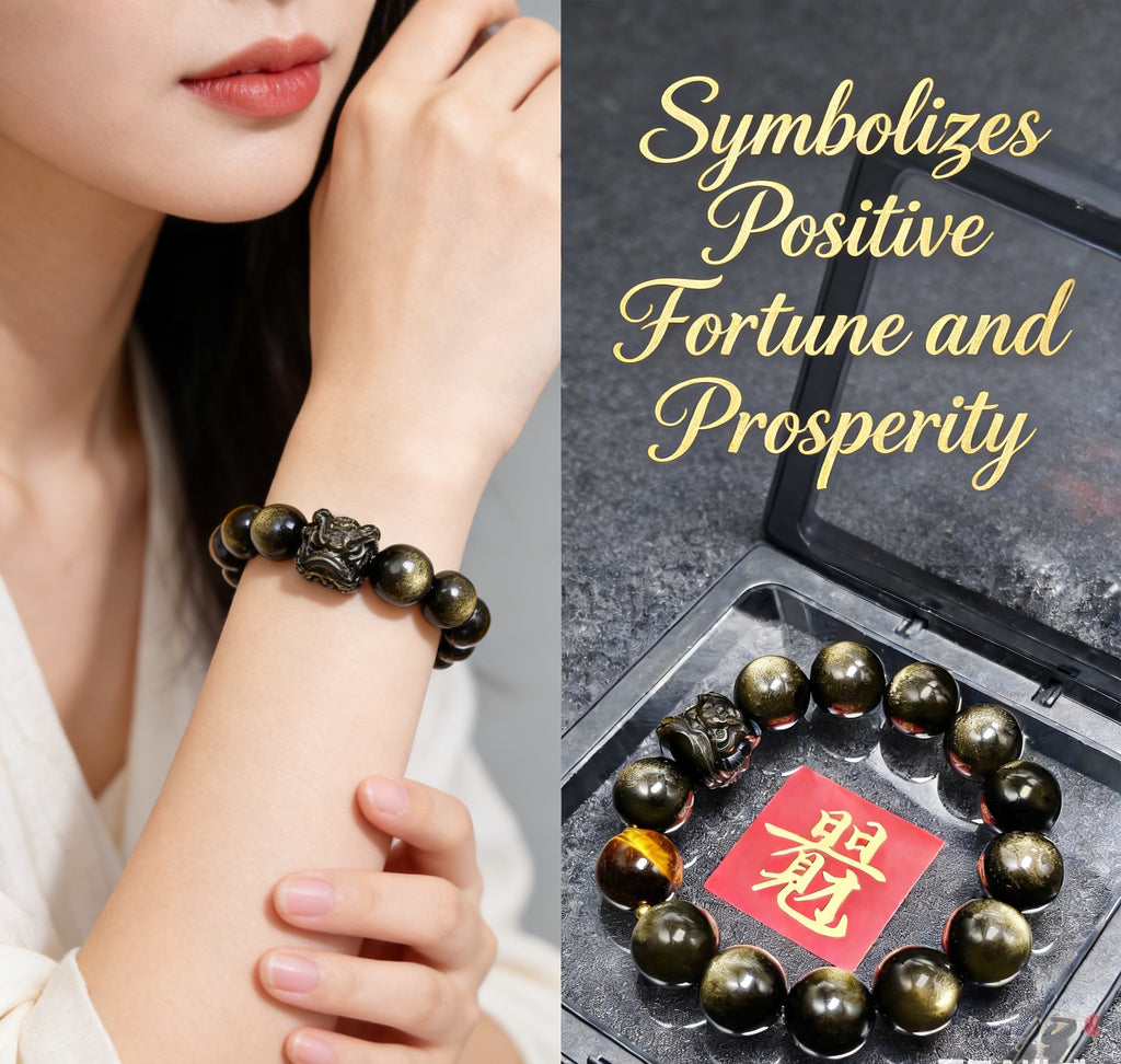 High Quality Obsidian Nature Wealth and Fortune Bracelet Lion Silver Bracelet Jewelrys for men women