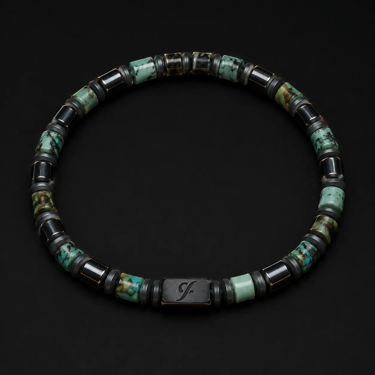 African Turquoise Jasper & Hematite Bracelet – 4mm Handmade Unisex Bracelet
