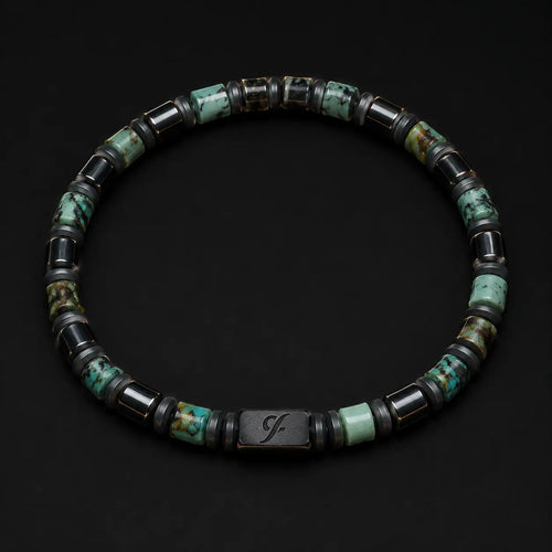 African Turquoise Jasper & Hematite Bracelet – 4mm Handmade Unisex Bracelet