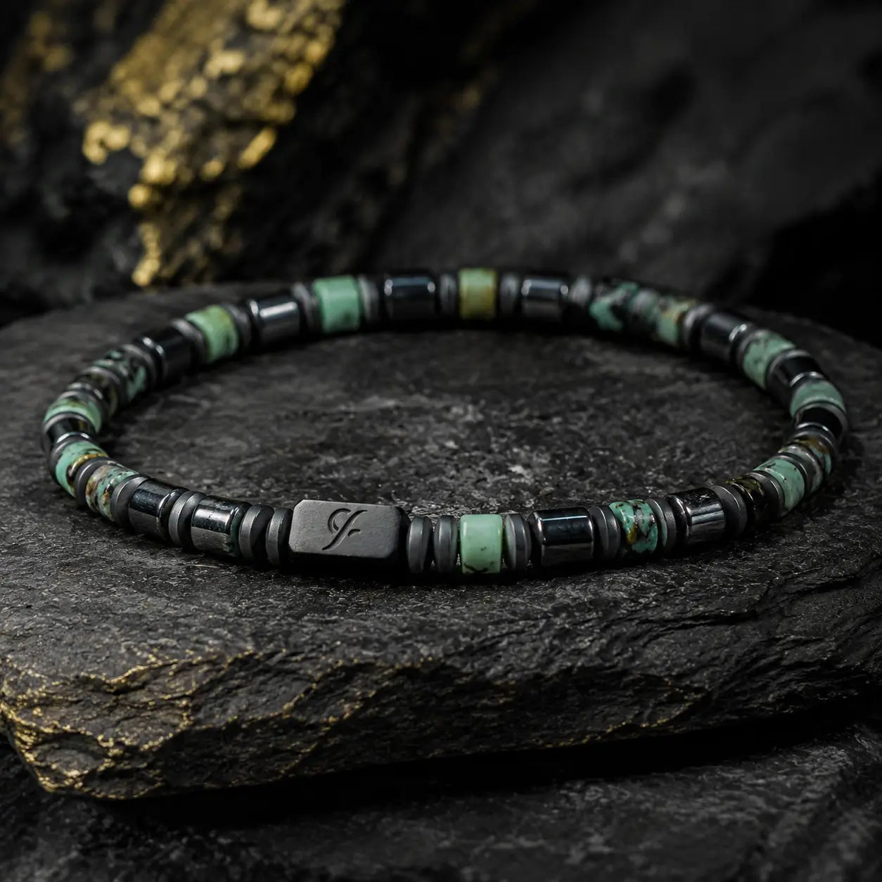 African Turquoise Jasper & Hematite Bracelet – 4mm Handmade Unisex Bracelet
