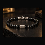 L&X black obsidian bracelet with S925 fish-pattern silver bead