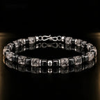 Black Rutilated Quartz Cube Bracelet with S925 Silver