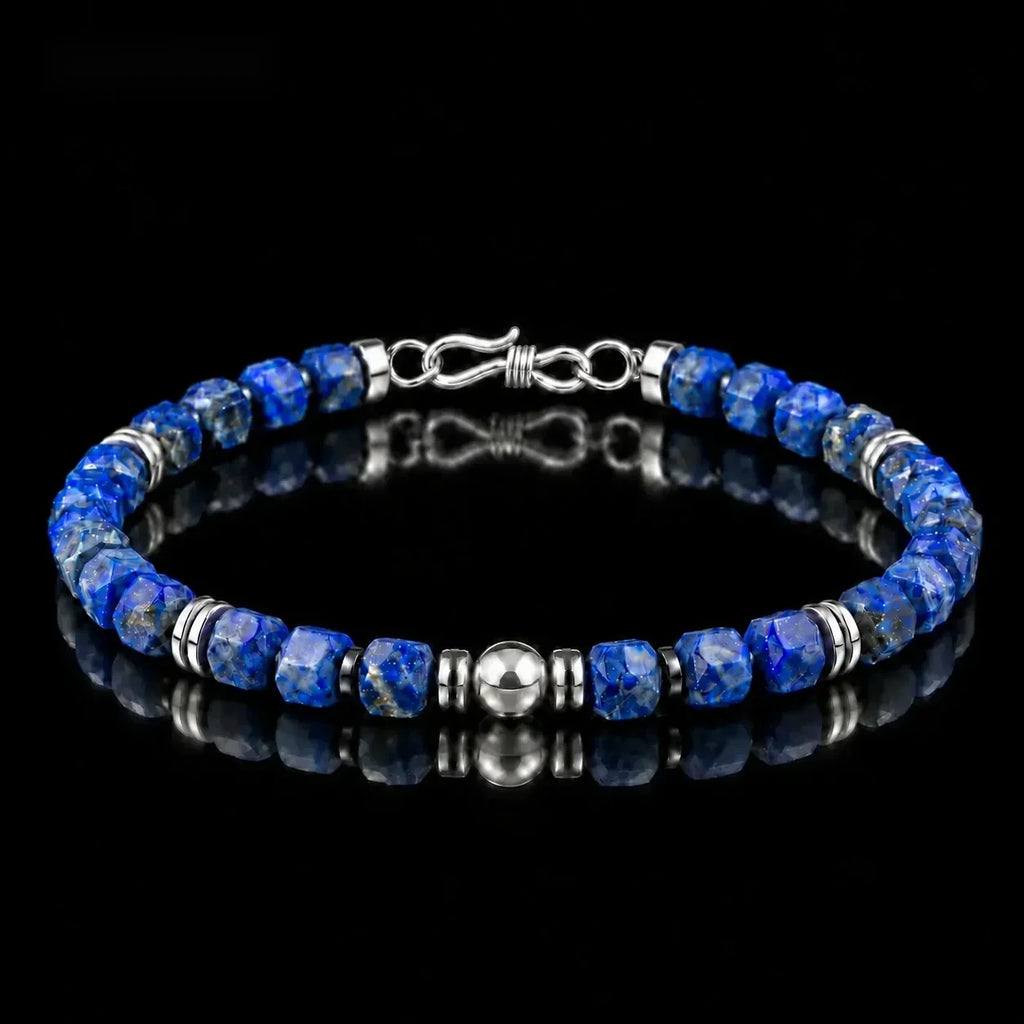 Lapis Lazuli Hexagon Bracelet with S925 Silver