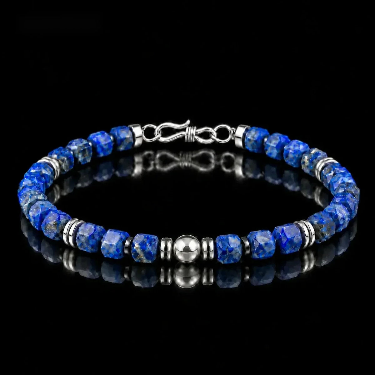 Lapis Lazuli Hexagon Bracelet with S925 Silver