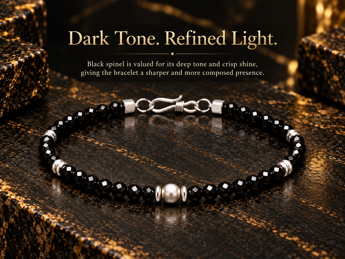 Black spinel bracelet dark tone and refined light