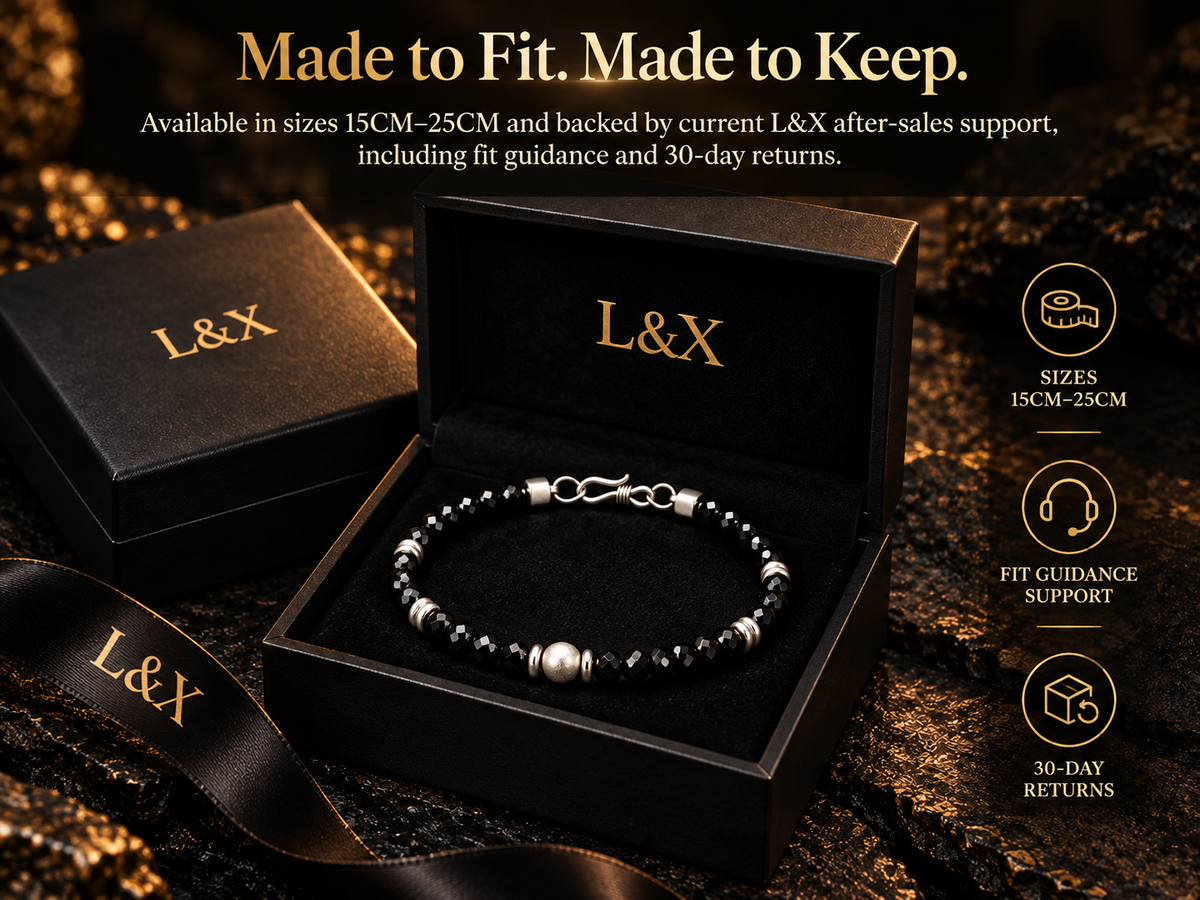 L&X black spinel bracelet gift box and after-sales support