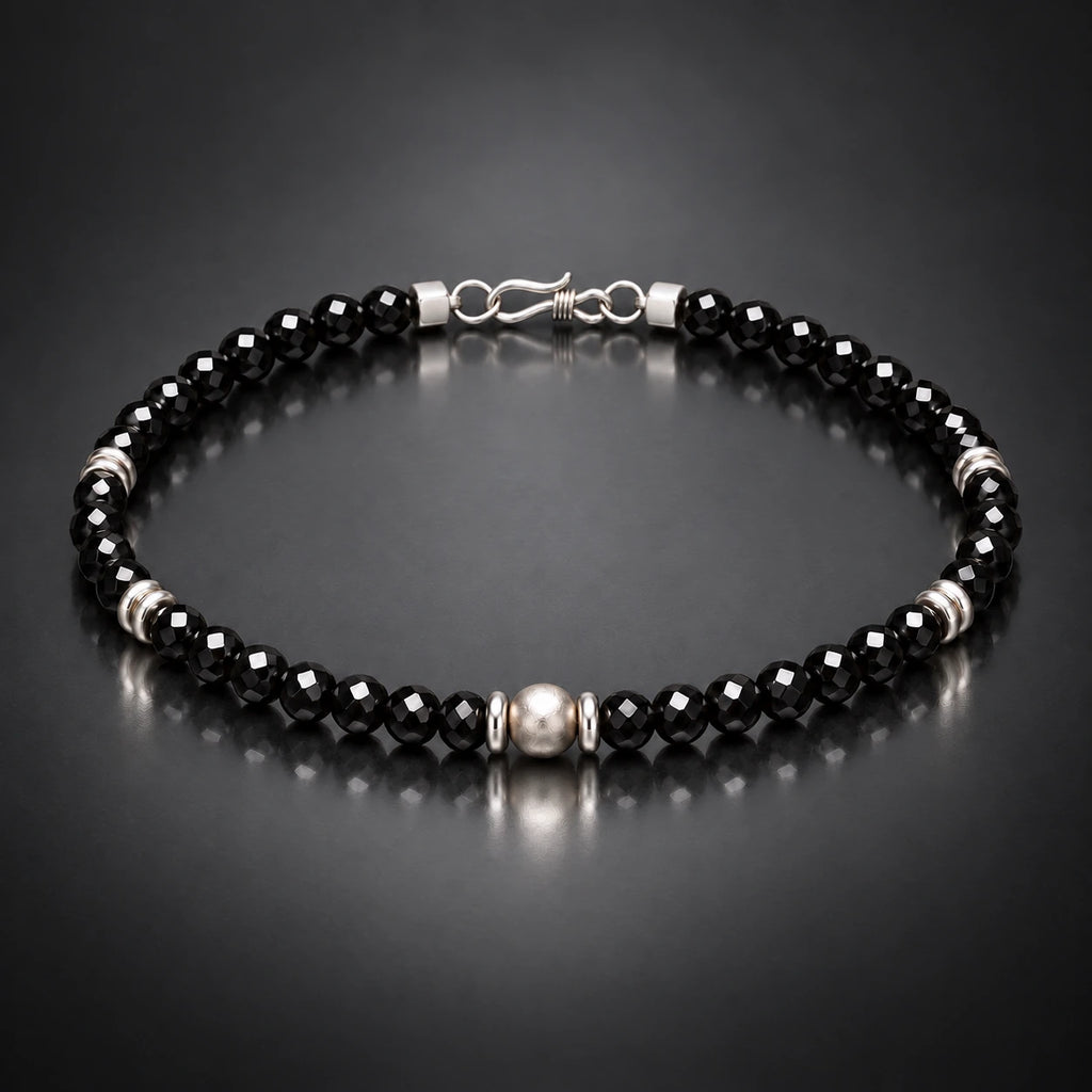 Complete natural black spinel bracelet with S925 silver