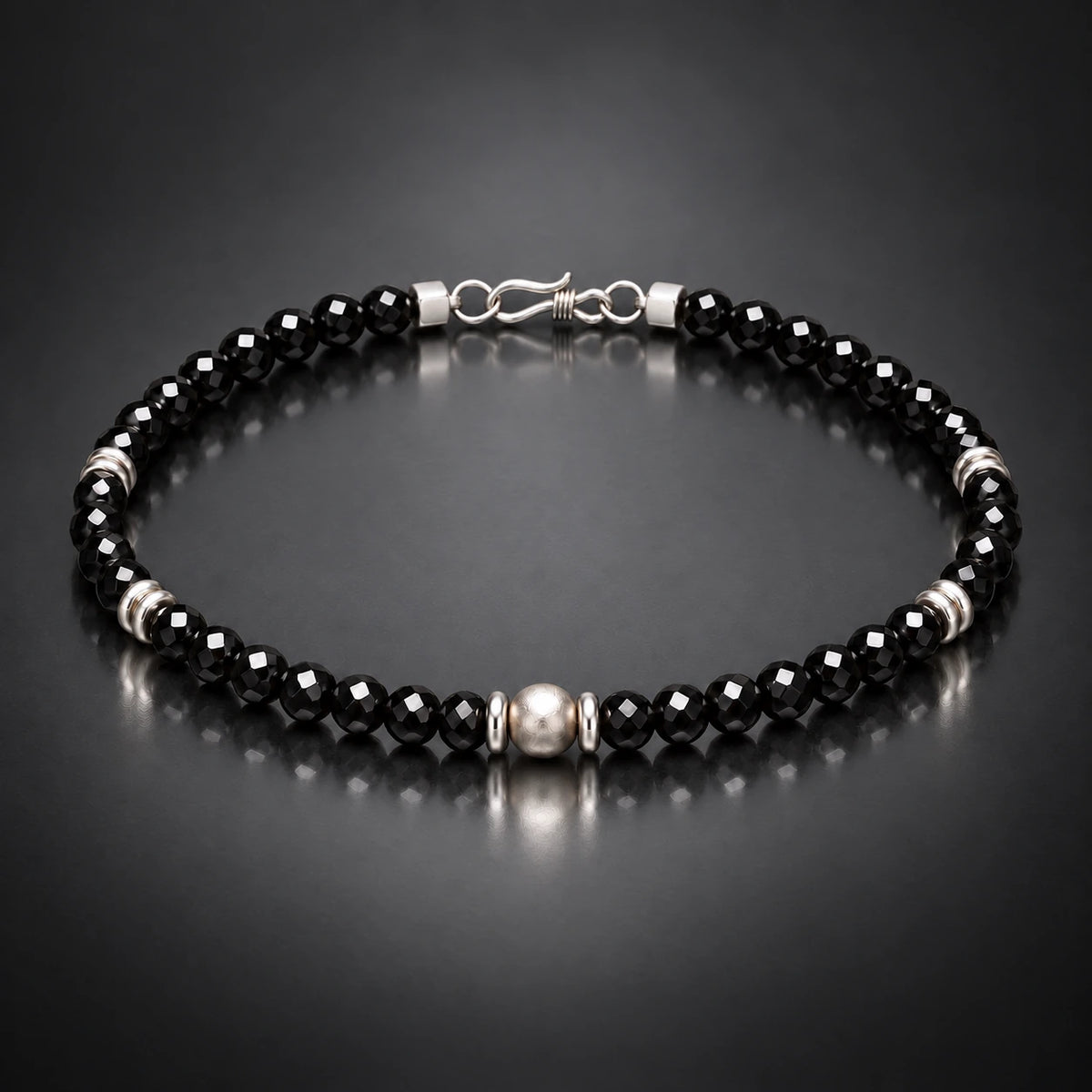 Complete natural black spinel bracelet with S925 silver
