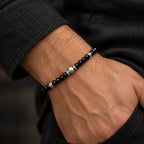 Natural black spinel bracelet worn on wrist